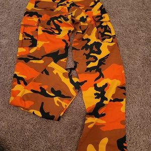 Womens Rothco  Pants S Savage Orange Camo Military Surplus Tactical Cargo Pocket